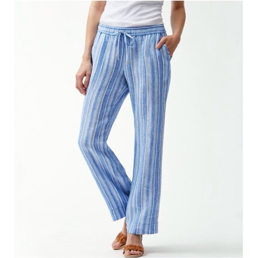 Tommy Bahama Blue and White Striped Straight Leg Pants